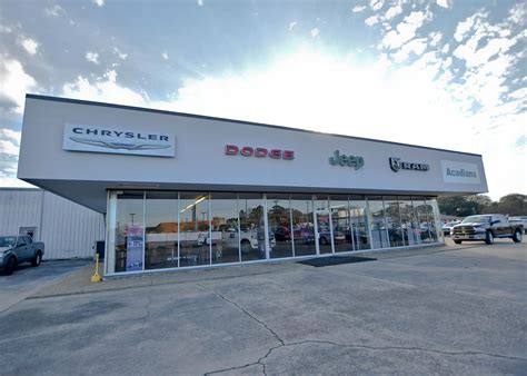 Acadiana dodge - 6 days ago · View all Google Reviews. Find new and used cars at Acadiana Dodge Chrysler Jeep Ram Fiat. Located in Lafayette, LA, Acadiana Dodge Chrysler Jeep Ram Fiat is an Auto Navigator participating dealership providing easy financing. 